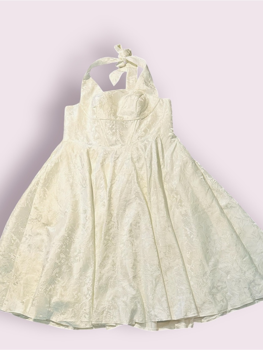Elegant Ivory Halter Midi Dress - Picture 8 of 13